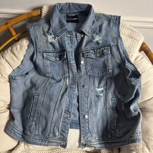 Fashion Nova Light Blue Denim Oversized Vest